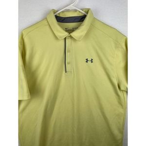 Under Armour Heat Gear Loose Yellow Thick Polo Golf Shirt Men's Size XL